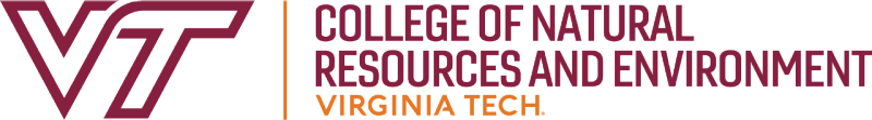 VT Logo set to the left of text that reads College of Natural Resources and Environment Virginia Tech