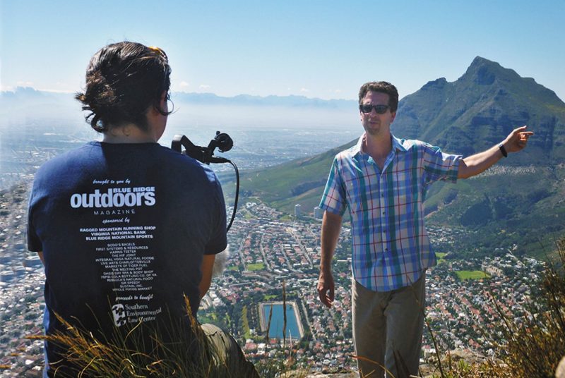 Boyer records mini lecture on Lion's Head Mountain in South Africa.